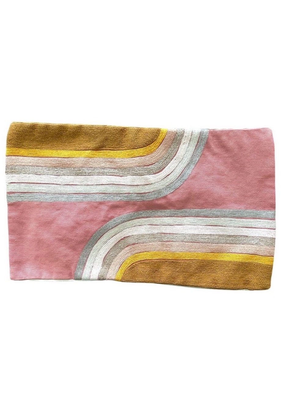 West Elm Pillowcase Cotton Decor Pink Yellow 18 x 11